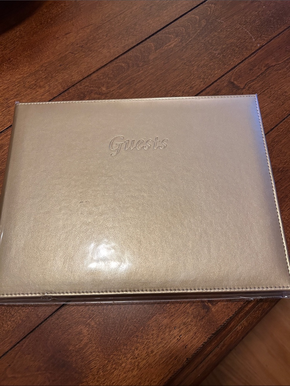 Gold tone Leather Guest Book - NWT
